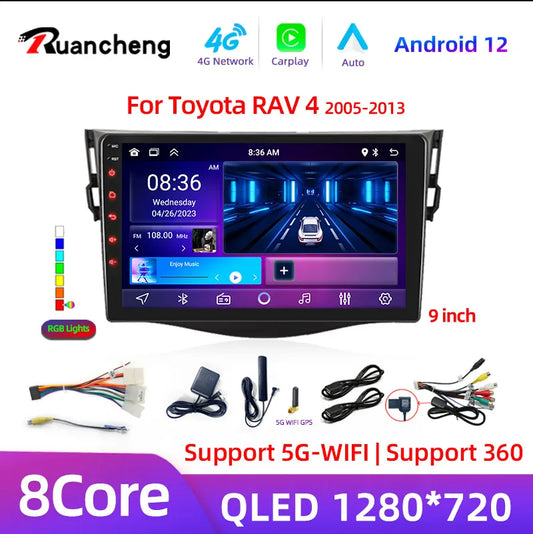 9" Android 12 Car Radio For Toyota RAV4 Rav 4 2005-2013 Multimedia Player 2Din Carplay DSP Navigation GPS 4G Net WIFI stereo DVD