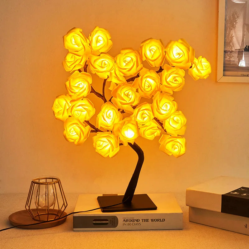 LED Rose Leaf Table Lamp USB Christmas Tree Fairy Light Night Lights Home DIY Party Wedding Bedroom Decoration Mother's Day Gift - Jamboshop.com