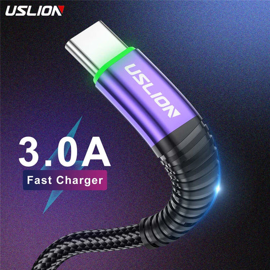 USLION LED 3A Type C Cable Micro USB Fast Charging Cord Wire For Samsung S23 Xiaomi Mobile Phone Charge USB Type C Charge Cables - Jamboshop.com