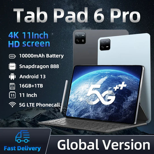 2024 New Original Global Version Pad 6 Pro Snapdragon 888 Tablet PC Android 13 16GB 1TB 10 Core 10000mAh WPS 5G Dual SIM Mi Tab