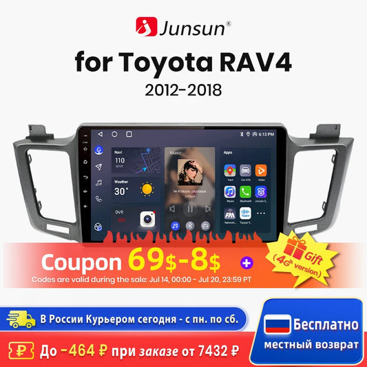 Junsun V1 AI Voice Wireless CarPlay Android Auto Radio for Toyota RAV4 RAV 4 2012 - 2018 4G Car Multimedia GPS 2din autoradio - Jamboshop.com