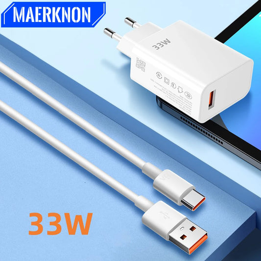 33W USB Charger Fast Charging EU/US Plug Mobile Phone Adapter For Xiaomi Redmi Note 13 12 11 iPhone Samsung Quick Charge Charger - Jamboshop.com