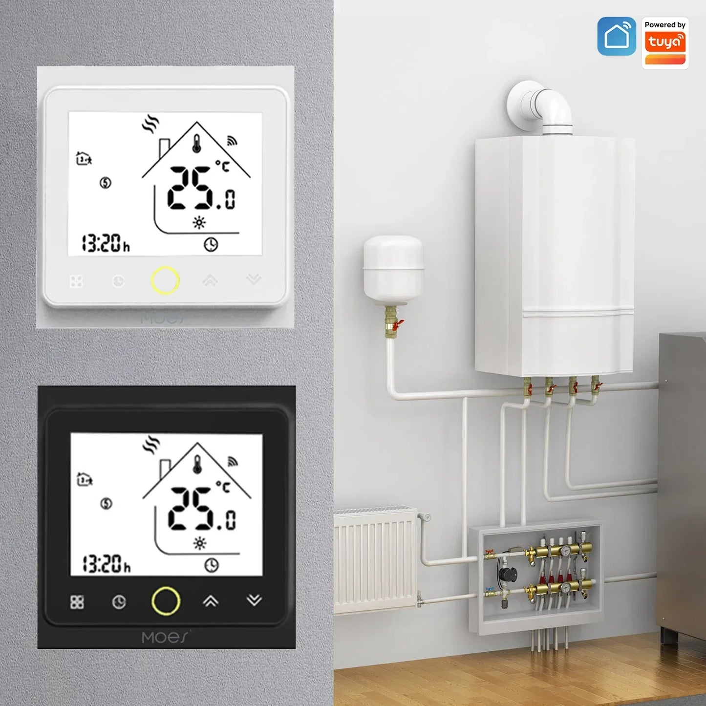 MOES WiFi Water/Electric Floor Heating Thermostat Gas Boiler Temperature Controller Smart Alexa tuya Google Voice zigbee Control - Jamboshop.com