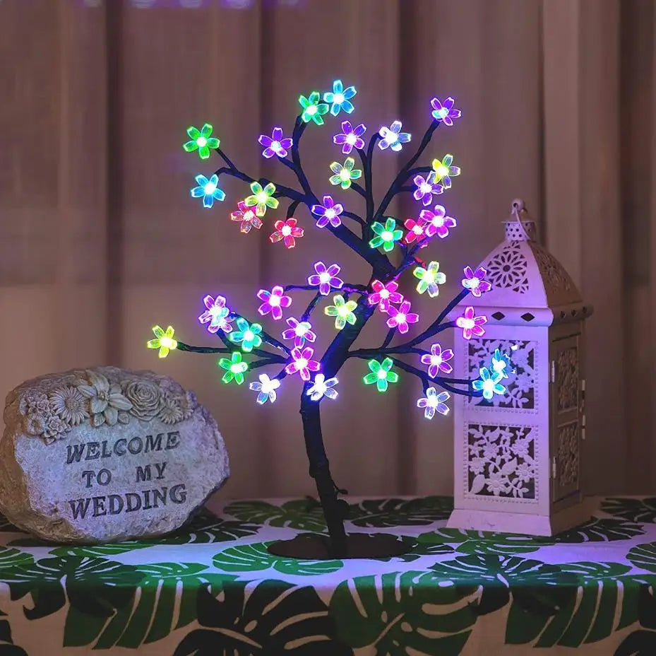 Cherry Blossom Tree Light,17inch 40LED Lighted Tabletop Artificial Flower Bonsai Tree Lamp USB Powered Gifts for Home Decor - Jamboshop.com