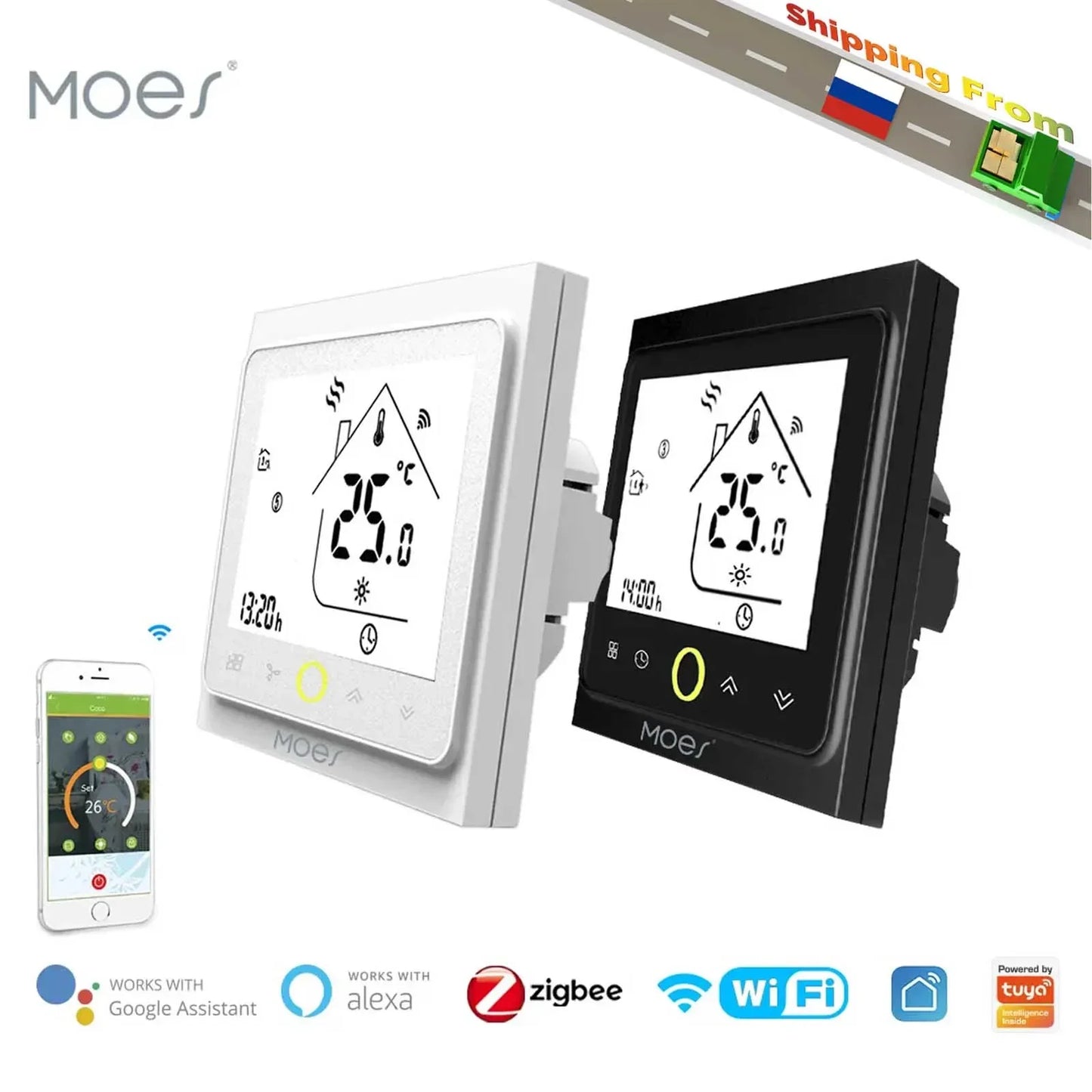 MOES WiFi Water/Electric Floor Heating Thermostat Gas Boiler Temperature Controller Smart Alexa tuya Google Voice zigbee Control - Jamboshop.com