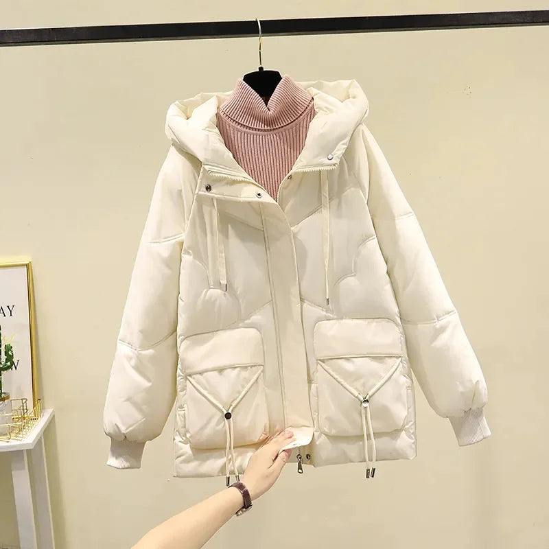 2023 New Winter Jacket Women Parka Hooded Thick Warm Female Snow Wear Coat Casual Outwear Down Cotton Jacket Parkas