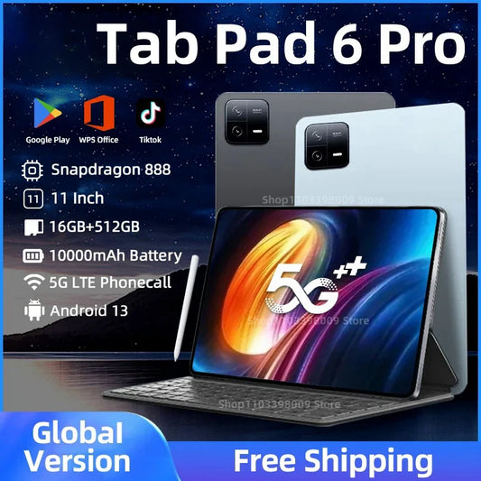2024 Original Global Version HD 4K Pad 6 Pro Android 13 16GB+1TB 10000mAh 11 inch Mi Tablet PC 5G Dual SIM Phone Call WIFI Tab