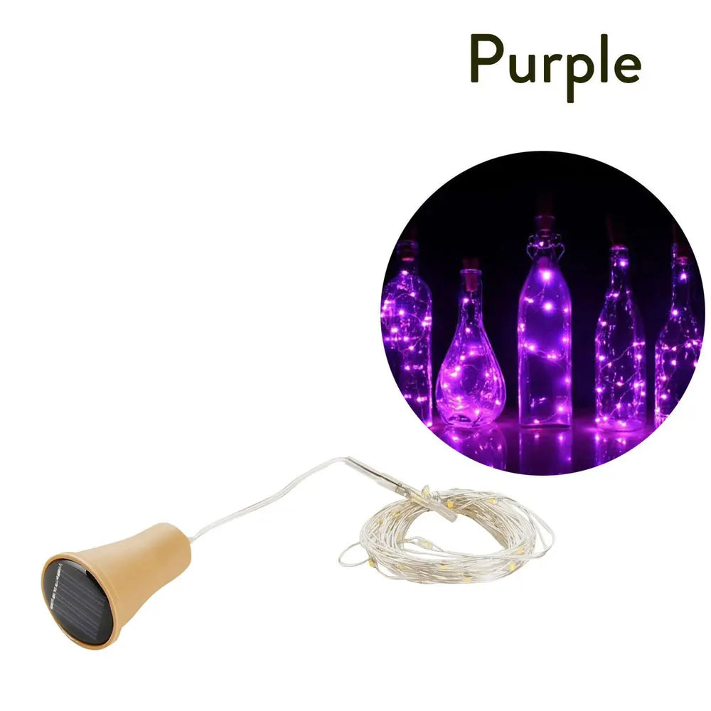 Solar Powered 10LED 20LED Wine Bottle Lights Cork Shape Fairy Lights Garland Christmas Light Copper Wire Home Room Decor Lamp - Jamboshop.com