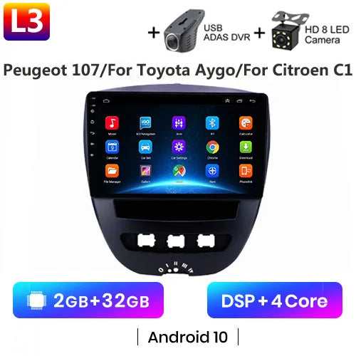 Android 10 2 Din Car Multimedia Player For Peugeot 107 Toyota Aygo Citroen C1 2005-2014 Head Unit Stereo GPS Navigation BT WIFI - Jamboshop.com