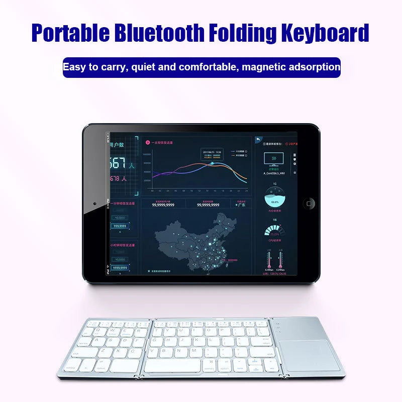 Wireless Folding Keyboard Bluetooth Keyboard With Touchpad For Windows, Android, IOS,Phone,Multi-Function Button Mini Keyboard - Jamboshop.com