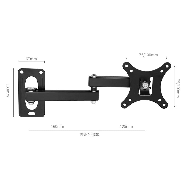 Universal Wall Mount Stand For 14-27Inch LCD LED Screen Height Adjustable Monitor Retractable Wall For VESA Tv-B