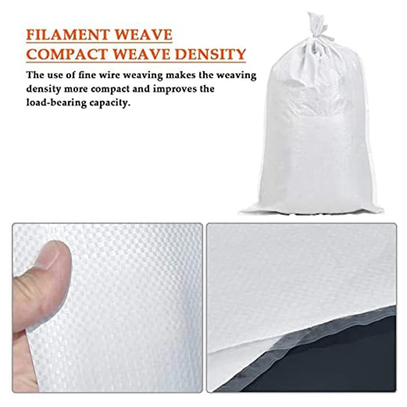 50x85cm Flood Control Sandbags Fire Brigade Flood Storage Sacks Sandbag Silo Woven Bag White Waterproof Sand Bag Heavy Duty