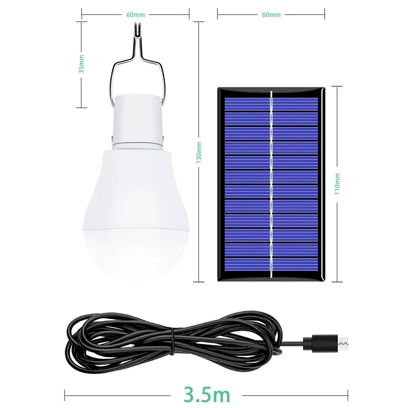 LED Solar Lights Bulbs Portable Rechargeable Hang Camping Lamp Hook Tent Light Home Repair Outdoor Emergency Flashlight - Jamboshop.com