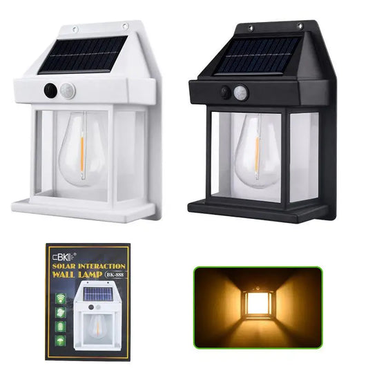 1Pc Outdoor Solar Wall Lamp Modern Simplicity Waterproof Tungsten Solar Light for Home Courtyard Garden - Jamboshop.com