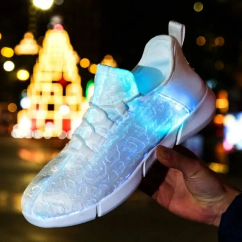 Spring Boy Luminous Glowing Sneakers Men Women Girl Kids LED Light Shoes Children Flashing Adults USB Recharge Fiber Optic Shoes - Jamboshop.com