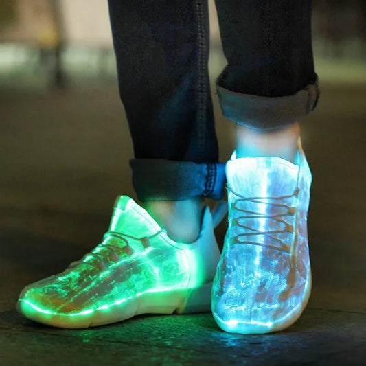 Spring Boy Luminous Glowing Sneakers Men Women Girl Kids LED Light Shoes Children Flashing Adults USB Recharge Fiber Optic Shoes - Jamboshop.com