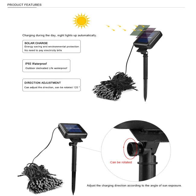 Solar lamp string Outdoor Lighting led 7M 22M 200LEDs For Garden Decoration Christmas Fairy Light Home Solar Power Lamp - Jamboshop.com