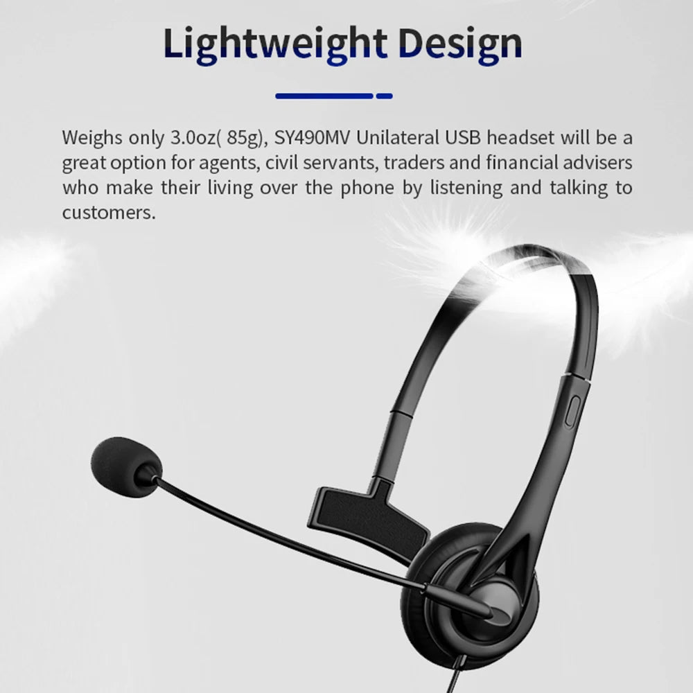 Universal Call Center Headphone 3.5mm USB Wired Business Headset With Mic Volume Control Mute Cancelling Telephone Operator