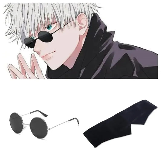 ACE Anime Jujutsu Kaisen Gojo Satoru Cosplay Props Black Glasses Steampunk Round Frame Eyewear Sunglasses Accessories Men Women - Jamboshop.com