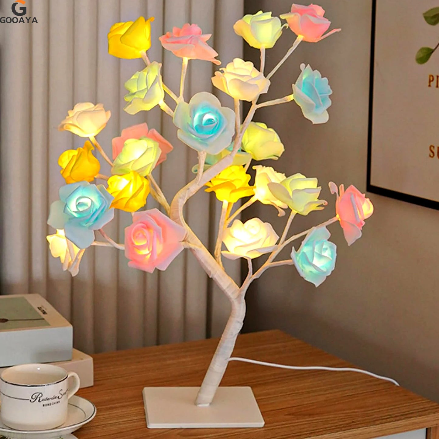 LED Rose Leaf Table Lamp USB Christmas Tree Fairy Light Night Lights Home DIY Party Wedding Bedroom Decoration Mother's Day Gift - Jamboshop.com