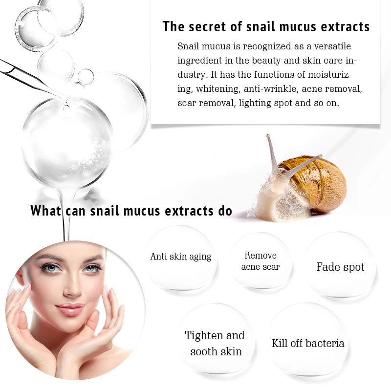 Snail Caviar Hyaluronic Acid Serum For Face Care Beauy Brightening Firming Hydrating Moisturizing Facial Serum Skin Care