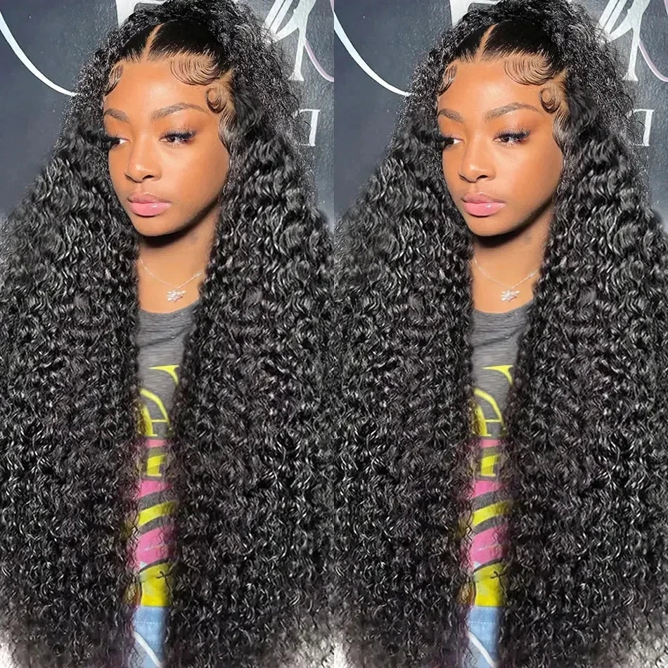 250% Deep Wave 13x6 HD Lace Frontal Wig Brazilian Curly Human Hair Wigs For Women Lace Front Human Hair Wig Pre Plucked 34 Inch - Jamboshop.com