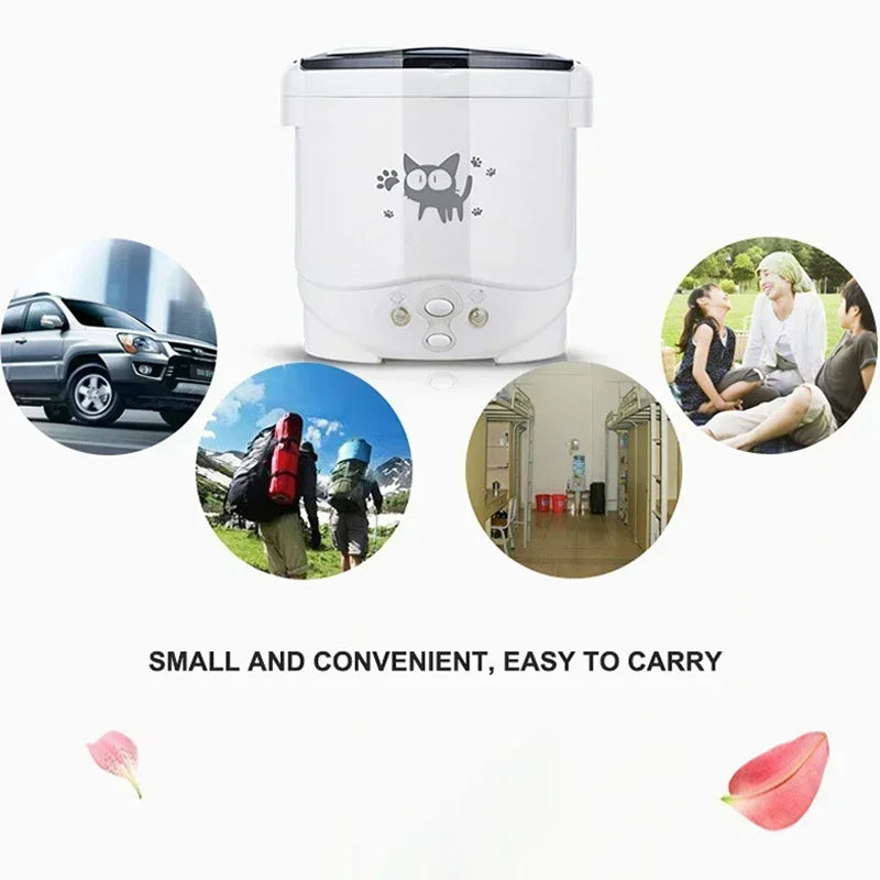 Car Mini Rice Cooker 12v 24V 220V Car Multicooker Self-driving Soup Porridge Portable Truck Smart Steamer Ramen for 1-2 People - Jamboshop.com