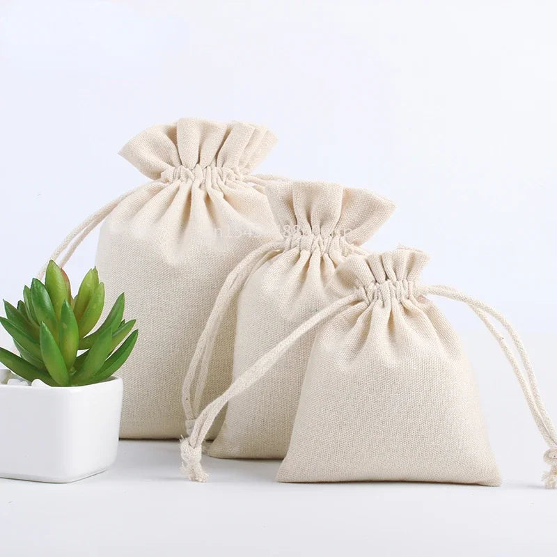 1pcs High Quality Storage Drawstring Bags Christmas Gift Package Small Pouch Home Organize Cotton Sacks rice bag