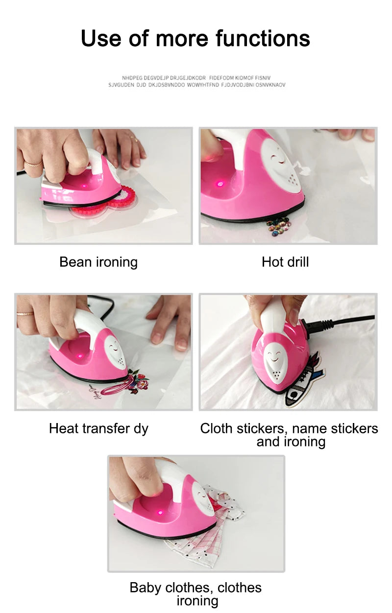 Mini Electric Iron Portable Travel Craft Clothing Sewing Pad Electric Protection Household Cover Iron Supplies with Ironing Pads