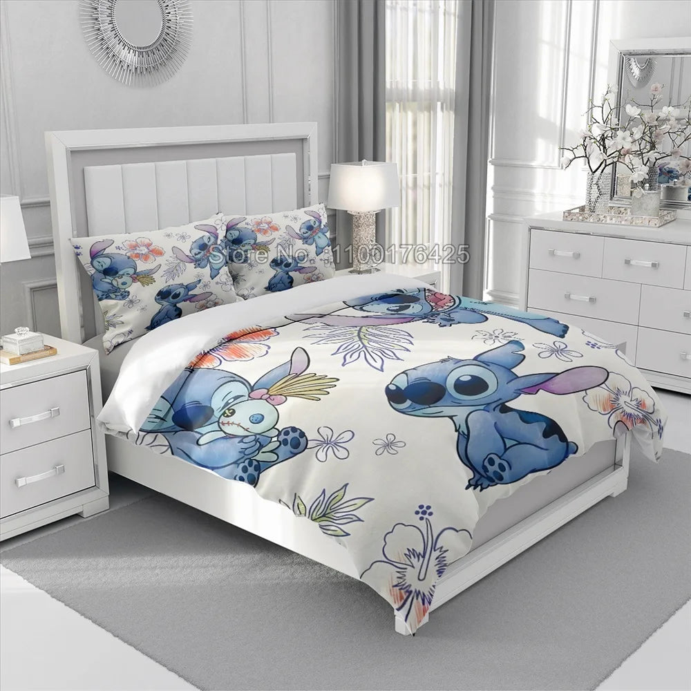 Anime Stitch Bedding Set 3D Cartoon Printed Quilt Duvet Cover Set Pillowcase Kids Beddroom Comfortable Home Decor - Jamboshop.com