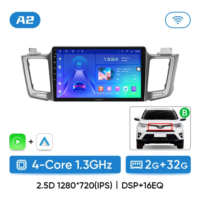 Ainavi Car radio For Toyota RAV4 RAV 4 XA40 2012-2019 Carplay Android Auto Qualcomm Car Stereo Multimedia Player DSP 48EQ 2 Din - Jamboshop.com