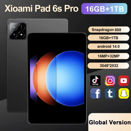2024 Original Global Version Tablet PC Xiao Pad 6S Pro Android 14 Snapdragon 888 12000mAh 16GB+1TB 5G Dual SIM Card HD 4K Mi Tab