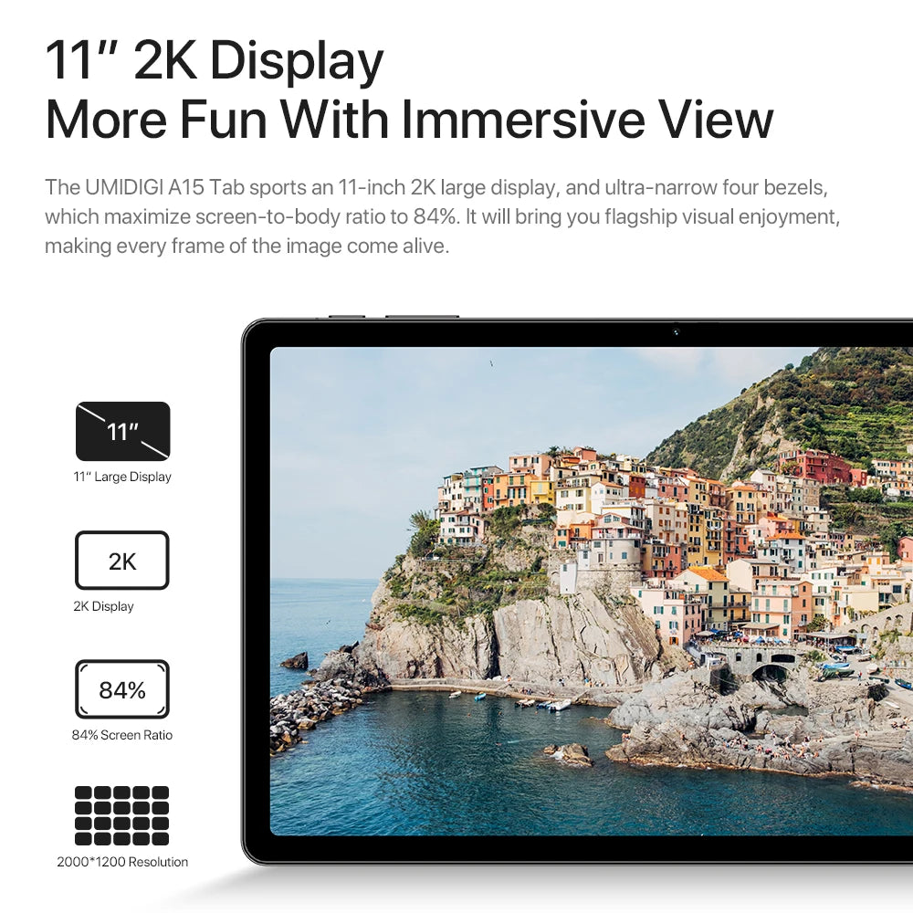 [World Premiere]UMIDIGI A15 Tab Android 13 Smart tablet 8+8GB RAM 256GB ROM 11" 2K HD+Display 7500mAh Mega Battery 13MP Camera