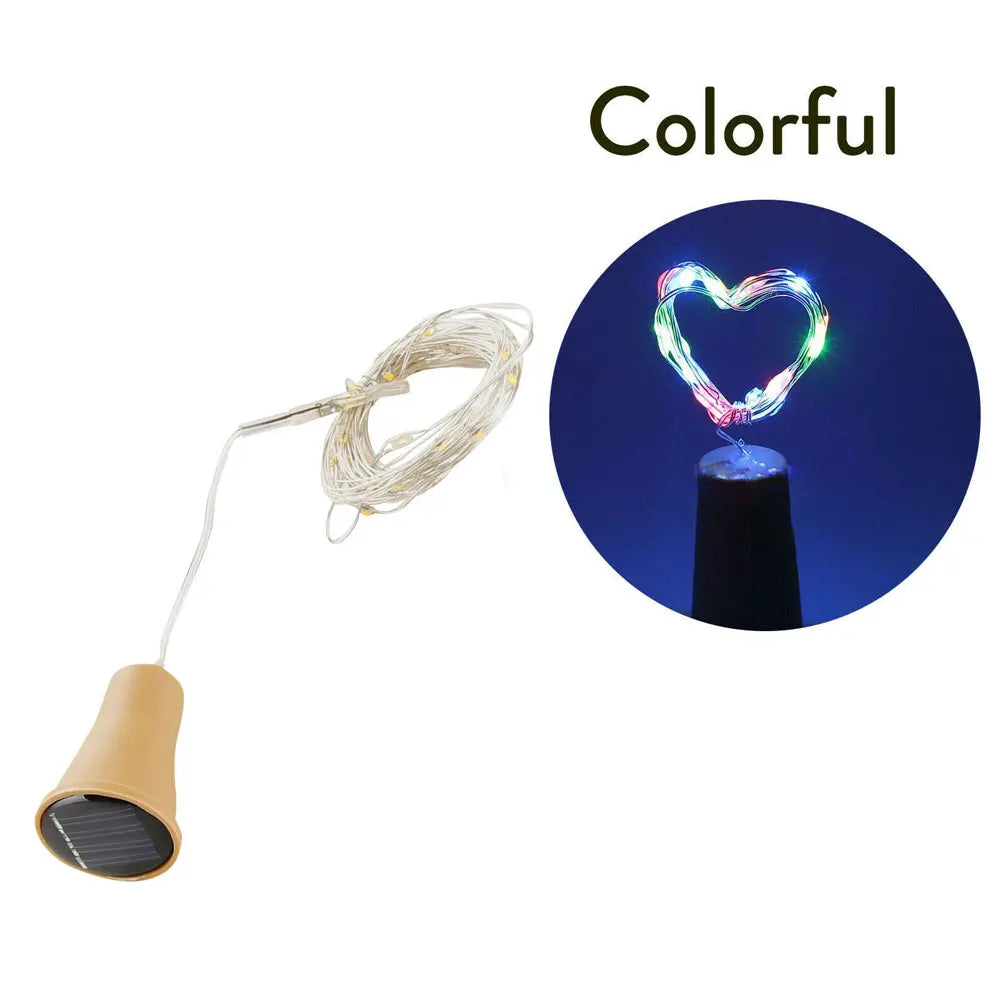 Solar Powered 10LED 20LED Wine Bottle Lights Cork Shape Fairy Lights Garland Christmas Light Copper Wire Home Room Decor Lamp - Jamboshop.com