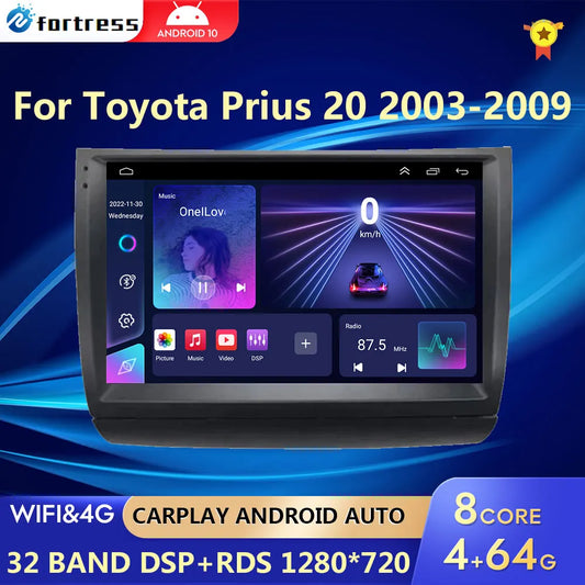 Carplay Autoradio 2 din Android 12 For Toyota Prius 20 2003-2009 Car Radio Multimedia Video Player GPS Navigation Stereo BT HU - Jamboshop.com