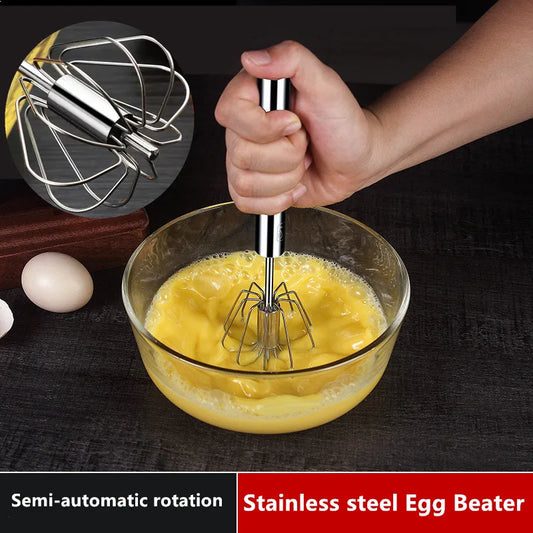 Household Semi-Automatic Rotating Egg Beater Stainless Steel Turning Cream Utensils Whisk Manual Mixer Kitchen Egg Tool - Jamboshop.com