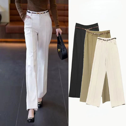 Khaki Clothing Office Loose Womens Pants Work Wide Leg Trousers for Women Straight Baggy White Tailoring Black New In 90s Autumn