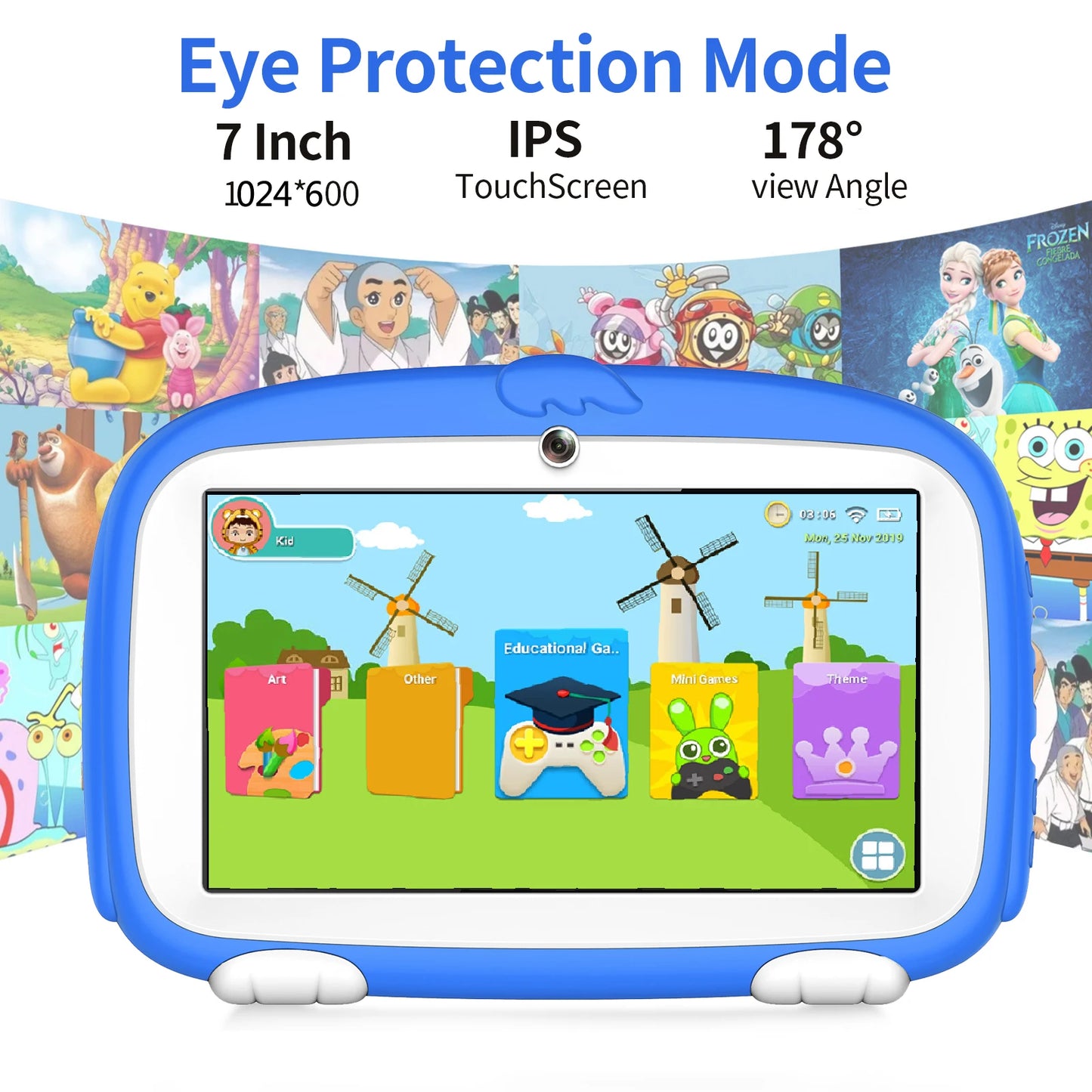 2024 new 7 Inches Android 9.0 4000mAh 4GB RAM64GB ROM Tablets Wifi Protection Children Learning Tabs Educational Software Gaming