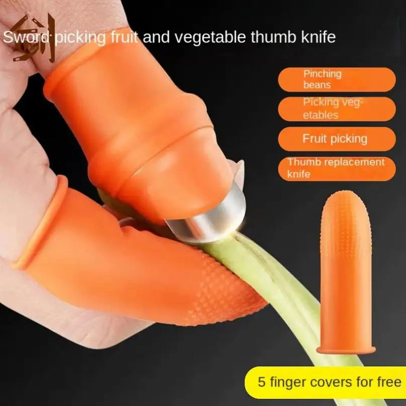 6pcs Thumb Cutter Set Farm Vegetable Fruit Picker Silicone Thumb Kni-fe Pepper Pickle Tip Nail Pick Grape Garden Supplies Tools