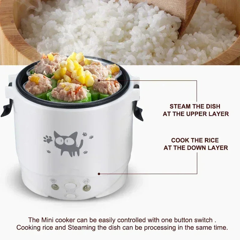 Car Mini Rice Cooker 12v 24V 220V Car Multicooker Self-driving Soup Porridge Portable Truck Smart Steamer Ramen for 1-2 People - Jamboshop.com