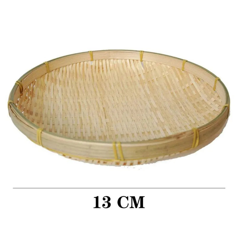 Handmade Weaving Bamboo Sieve Raft Round Dustpan Storage Trays Basket DIY Home Decor Fruit Bread Basket Kitchen Storage - Jamboshop.com