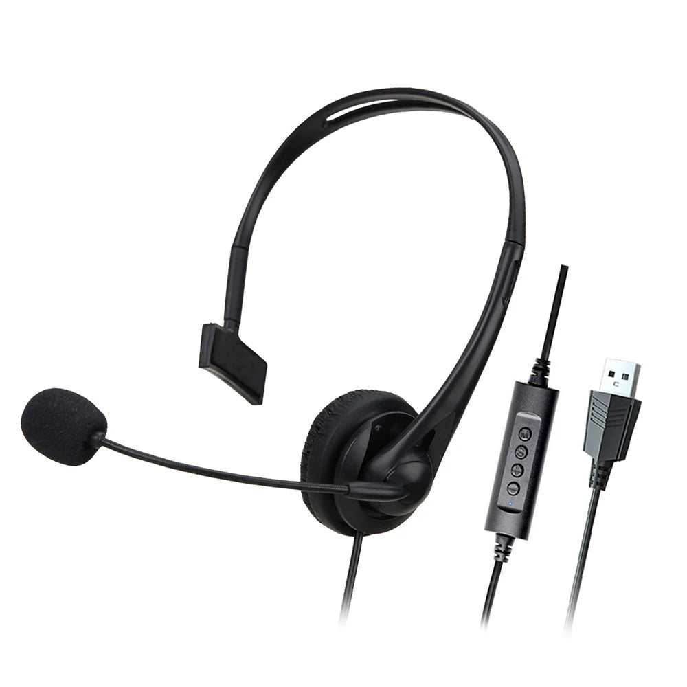 Universal Call Center Headphone 3.5mm USB Wired Business Headset With Mic Volume Control Mute Cancelling Telephone Operator