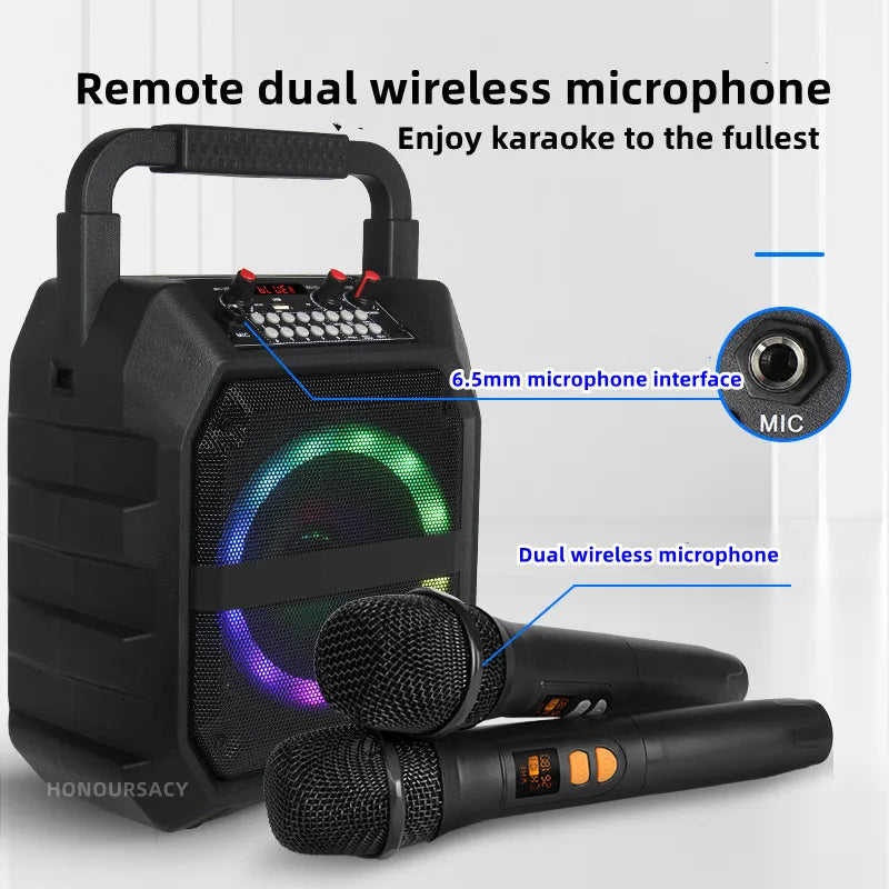 200W High Power Karaoke Players Portable Wireless Bluetooth Speakers Home Theatre Audio System Outdoor Sound Box with FM MIC