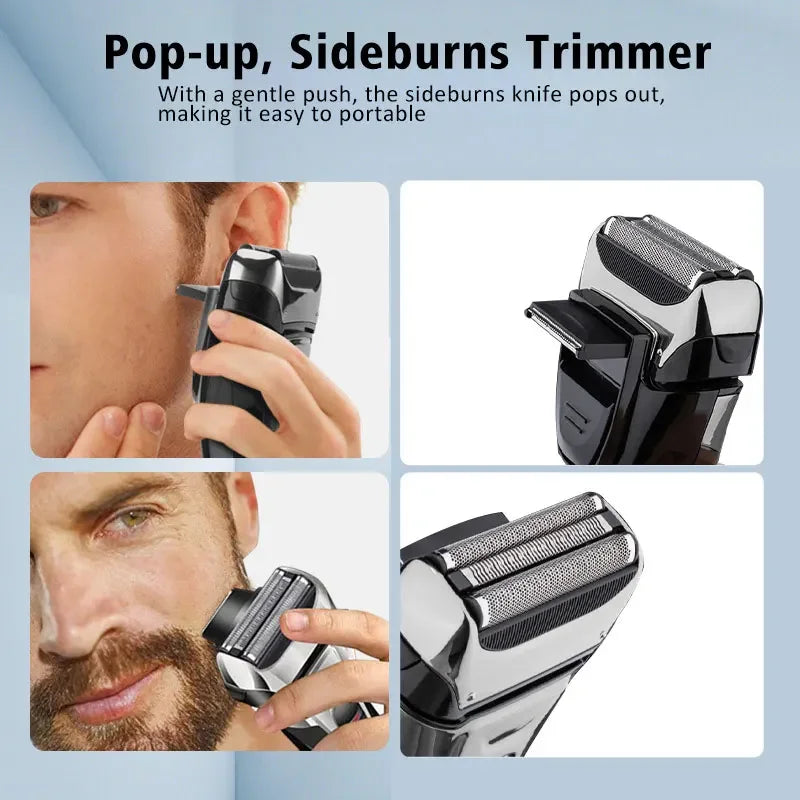 USB Rechargeable Electric Shaver Stainless Steel Shaving Machine Men 3D Triple Floating Blade Razor Shaver Barber Trimmer