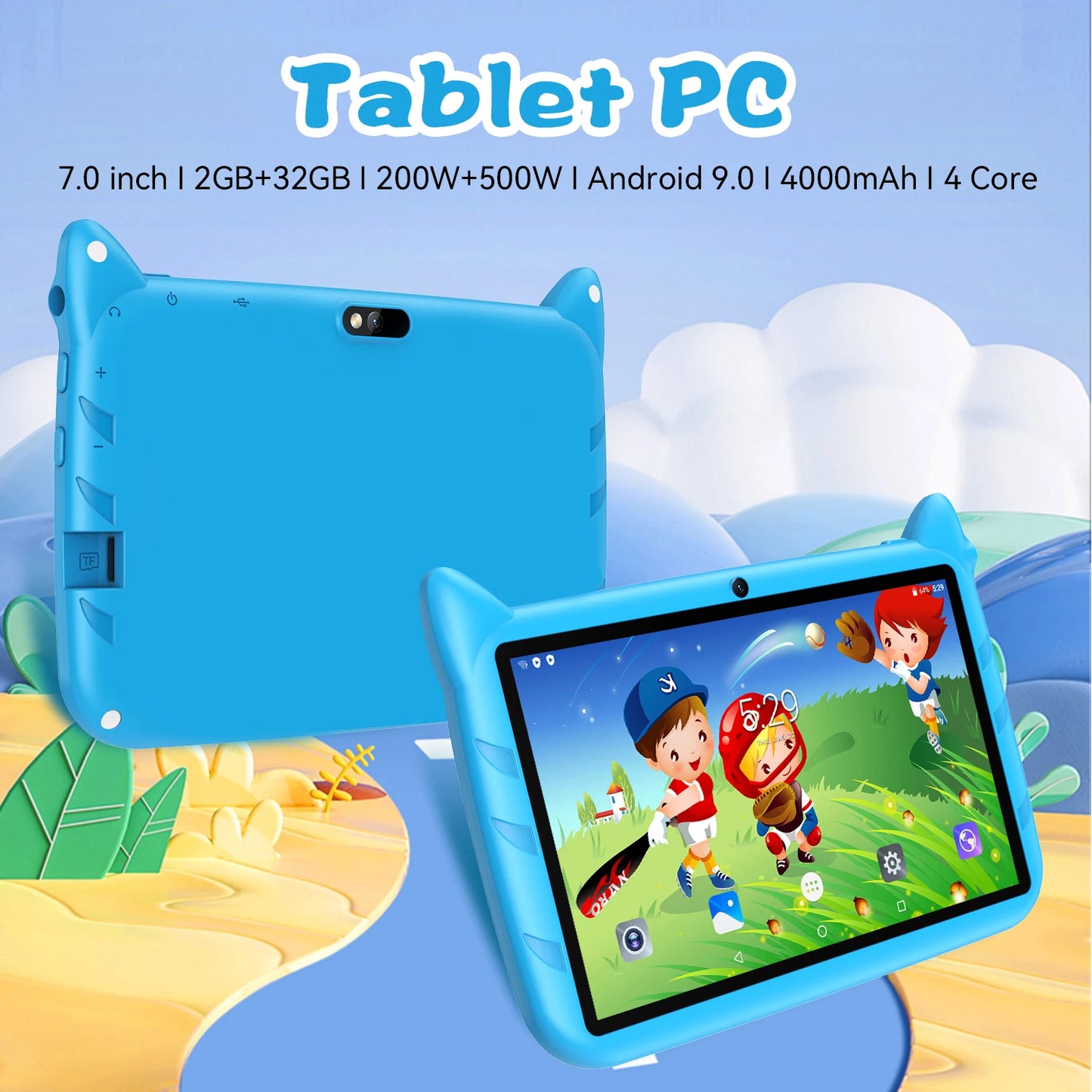 Q80 Sauenane cheap Kids Tablet 7 Inch  Cheap Quad Core Android 9.0  Children's Gift 5G WiFi Tablet Pc 2GB/32GB Tab