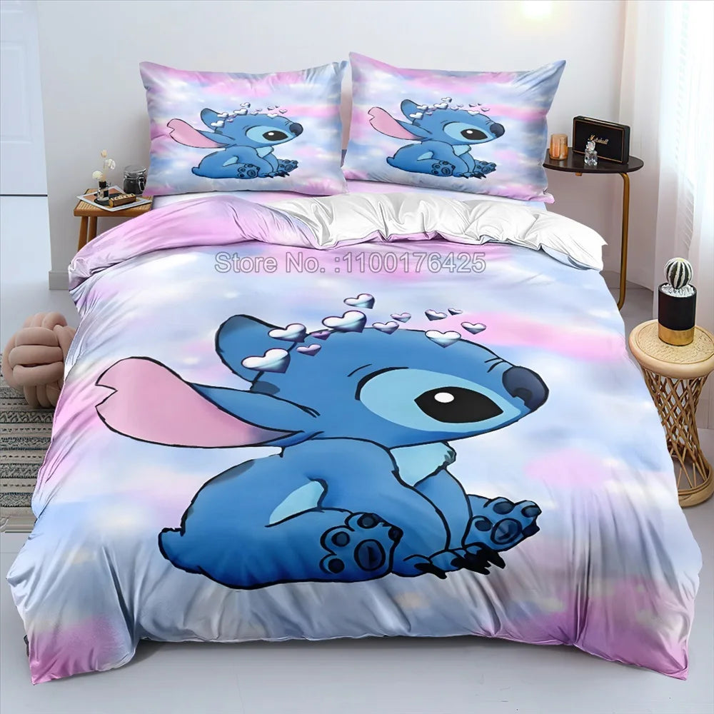 Anime Stitch Bedding Set 3D Cartoon Printed Quilt Duvet Cover Set Pillowcase Kids Beddroom Comfortable Home Decor - Jamboshop.com