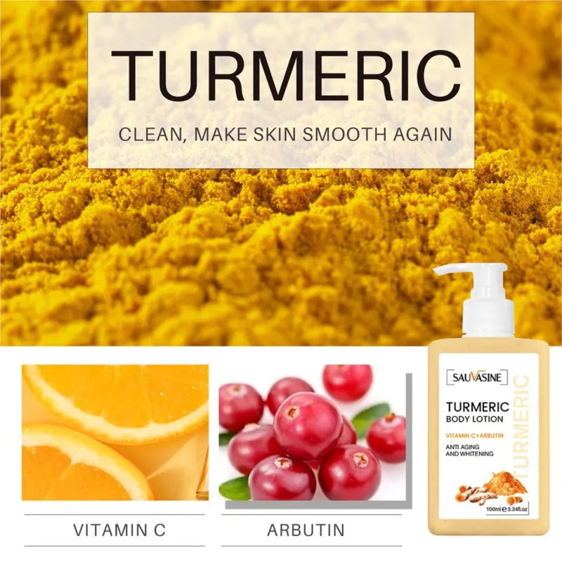 100ml Body Whitening Cream Turmeric Body Lotion Anti Aging Long-lasting Moisturizing Smooth Skin Lightening Cream for Dark Skin