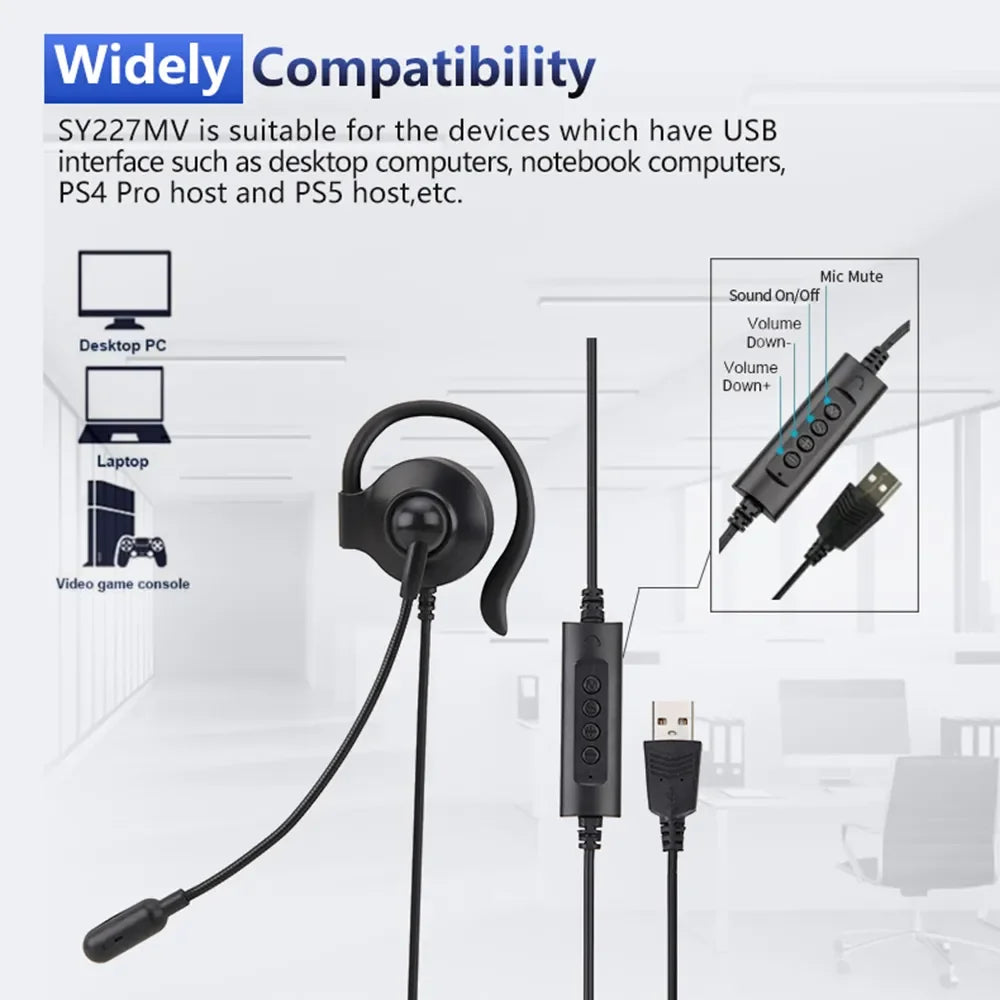 Call Center Headset With Mic Service Headphone for Cordless Telephone Wired Phone Headset 3.5mm Centre/Traffic/Computer Headset