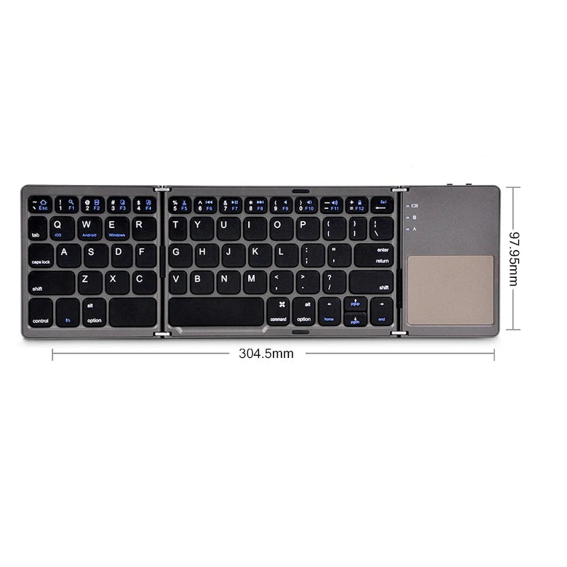 Wireless Folding Keyboard Bluetooth Keyboard With Touchpad For Windows, Android, IOS,Phone,Multi-Function Button Mini Keyboard - Jamboshop.com