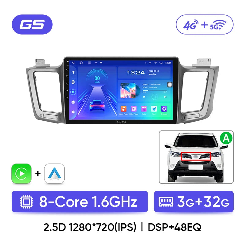 Ainavi Car radio For Toyota RAV4 RAV 4 XA40 2012-2019 Carplay Android Auto Qualcomm Car Stereo Multimedia Player DSP 48EQ 2 Din - Jamboshop.com